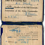 Commando Association membership card -A.C. Morley, HOC and 3 Cdo Bde