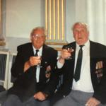 Harold Smedley, 47RM Cdo., (left) and another veteran at Normandy, 49th anniversary
