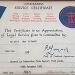 Commando Service Certificate for Mne H.W. Pratt