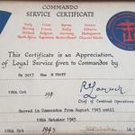 Commando Service Certificate for Mne H.W. Pratt, 45RM Commando