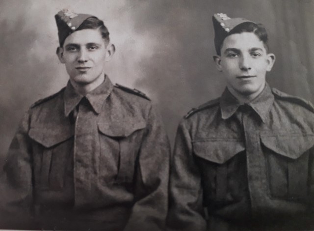 Albert Tuck, later No.2 Commando, on the left and unknown
