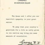 Letter from HM King George V1 to family of Capt. J.C. Short
