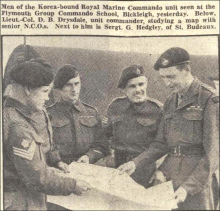 Lt. Col. D.B. Drysdale, OC 41 ind. Cdo RM, briefs NCO's before Korea