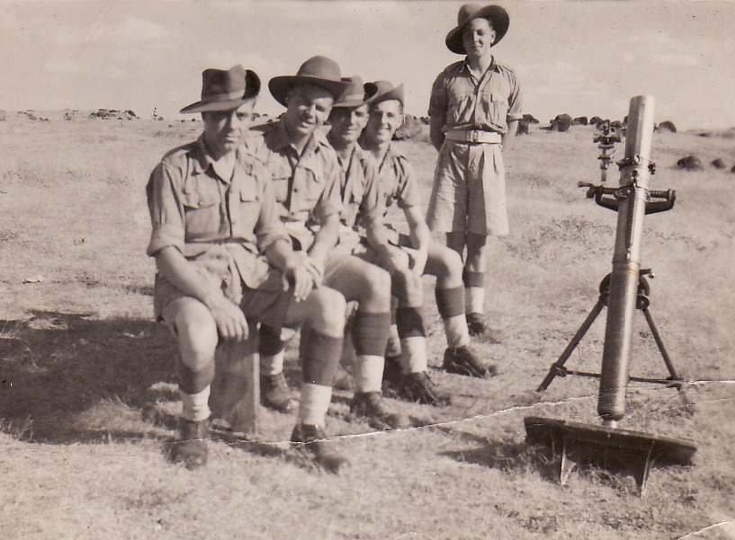 Group from No. 5 Cdo. 6 Troop mortar section - Cpl. Ken Rees standing