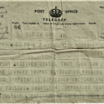 Telegram to family reporting Marine Waygood 47RM Cdo., missing