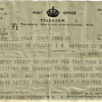 Telegram to family reporting Marine Waygood killed