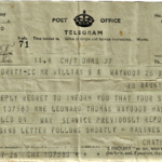 Telegram to family reporting Marine Waygood 47RM Cdo., killed