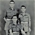 Stan Bruton (sitting) with pals Digger and Vic