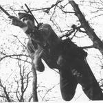 Young Officer on Tarzan Course when it was in Sylvan Glade behind Drill Shed