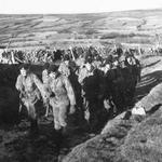 781 Squad RM yomping up onto Dartmoor for field firing.