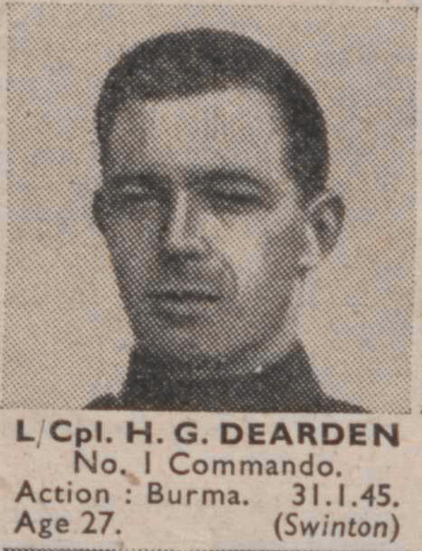 Private Henry Graham Dearden, No.1 Cdo., kia 31/1/ 1945 Burma