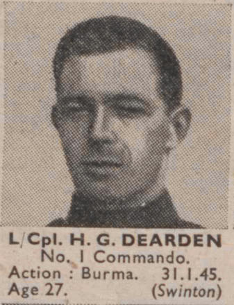 Private Henry Graham Dearden, No.1 Cdo., kia 31/1/ 1945 Burma