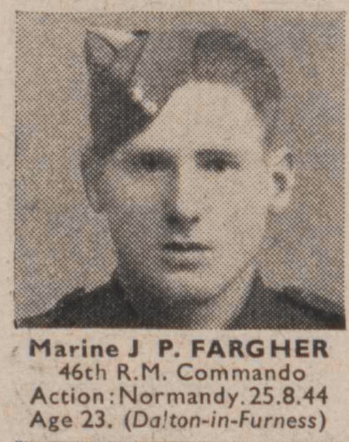 Marine John P. Fargher, 46RM Commando kia 25/8/1944 Normandy
