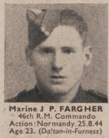 Marine John P. Fargher, 46RM Commando kia 25/8/1944 Normandy
