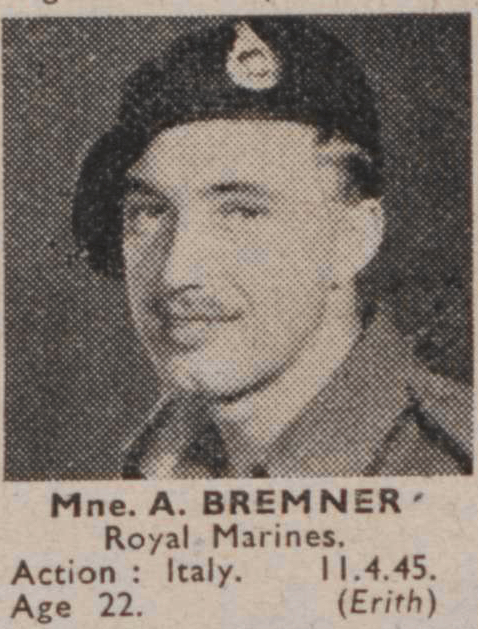 Marine Alexander Bremner, 40RM Commando kia 11 April 1945 Italy.