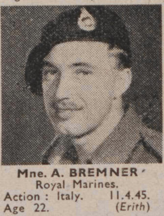 Marine Alexander Bremner, 40RM Commando kia 11 April 1945 Italy.