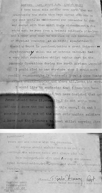 John Willis-Jones reference letter from Capt. T. Gordon-Hemmings