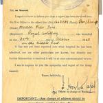 Letter re wounding of Peter Foulger 65 Anti Tank Regt