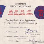 Commando Service Certificate for Cpl. Vic Pratt, No.2 Cdo.