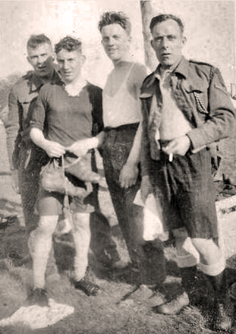 Unknown, Ben Fryer, Roy Sprague, and  John Stewart, all 5 troop No.2 Commando.