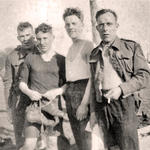 Unknown, Ben Fryer, Roy Sprague, and  John Stewart, all 5 troop No.2 Commando.