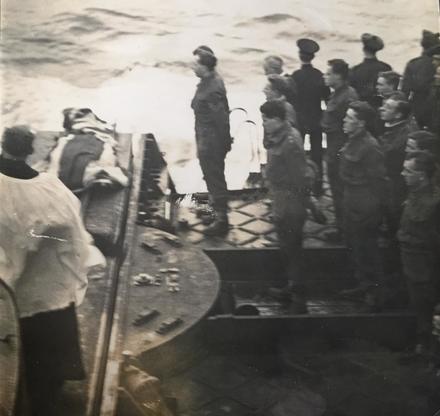 HMS Kenya. Burial at sea of LCpl Alan Carlisle No.3 Commando (2)