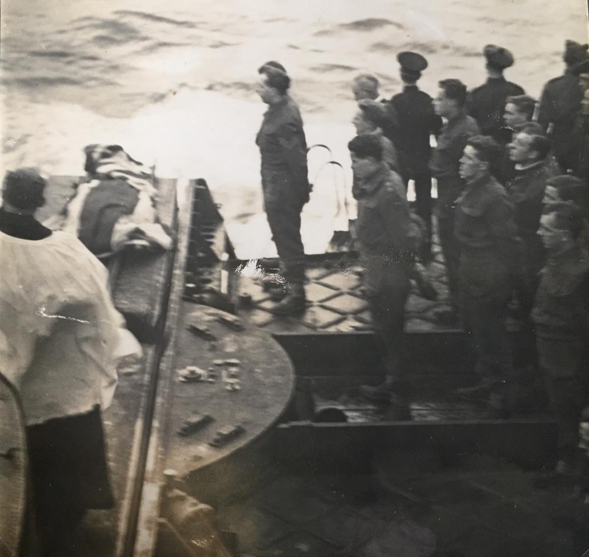 HMS Kenya. Burial at sea of LCpl Alan Carlisle No.3 Commando (2)