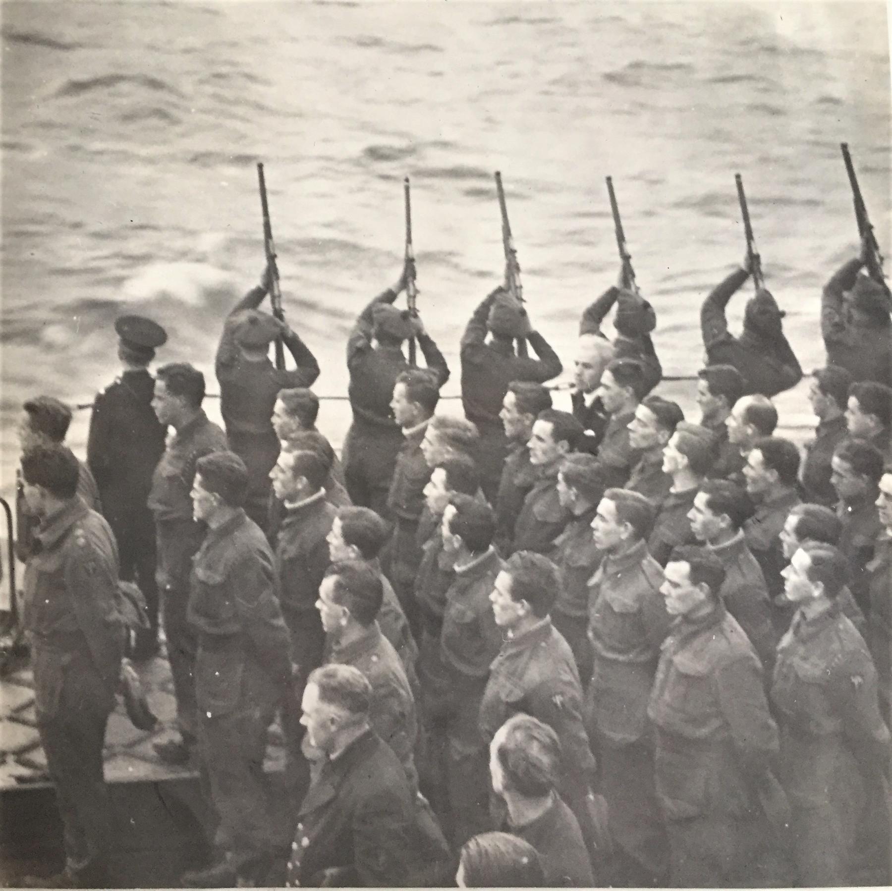 HMS Kenya. Burial at sea of LCpl Alan Carlisle No.3 Commando (3)