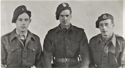 Gnr. Ernest 'Ricky' Stocks, Pte. William 'Bill' McGunnigle (centre) and unknown.