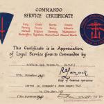 Commando Service Certificate-Hugh Maines-Stage 9A