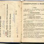 1943 Old Comrades Association of the Special Service Brigade membership card for Tom Daly