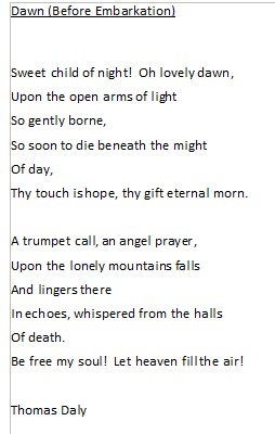 Poem by Tom Daly