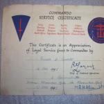Commando Service Certificate for Paul Henry Beckett, No.2 Cdo.