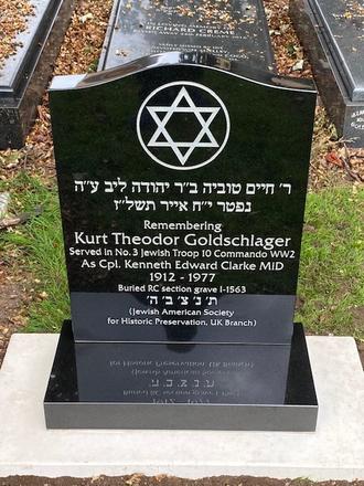 The new headstone for Kurt Goldschlager (Cpl. Kenneth Clarke)